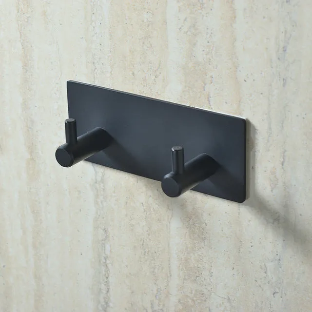 304 Black Robe Hook Wall Towel Hook for Bathroom Stainless Steel Coat Hook Rustproof Hook Hanger for Kitchen Hardware