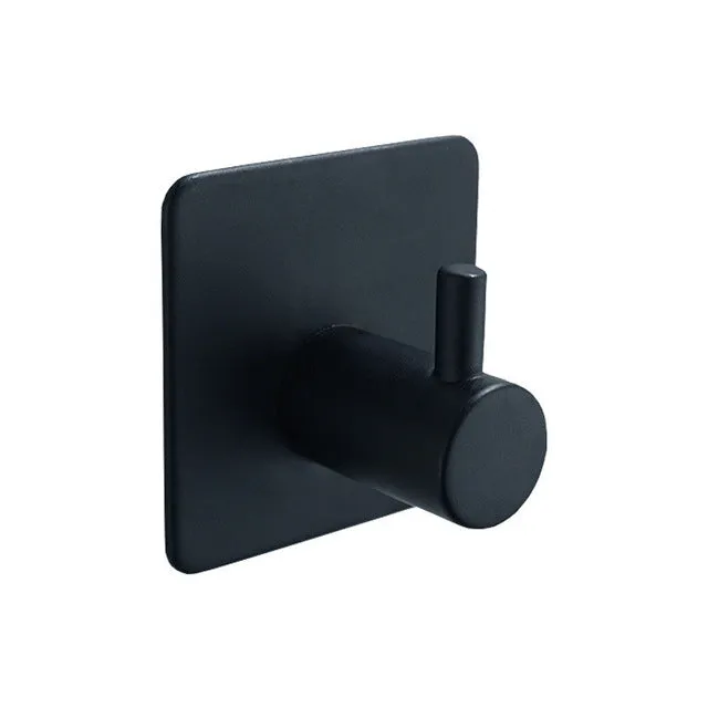304 Black Robe Hook Wall Towel Hook for Bathroom Stainless Steel Coat Hook Rustproof Hook Hanger for Kitchen Hardware