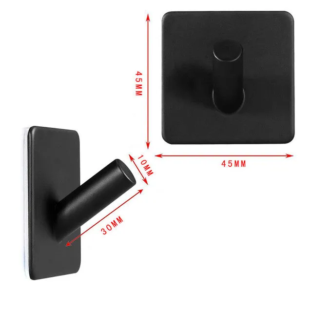 304 Black Robe Hook Wall Towel Hook for Bathroom Stainless Steel Coat Hook Rustproof Hook Hanger for Kitchen Hardware