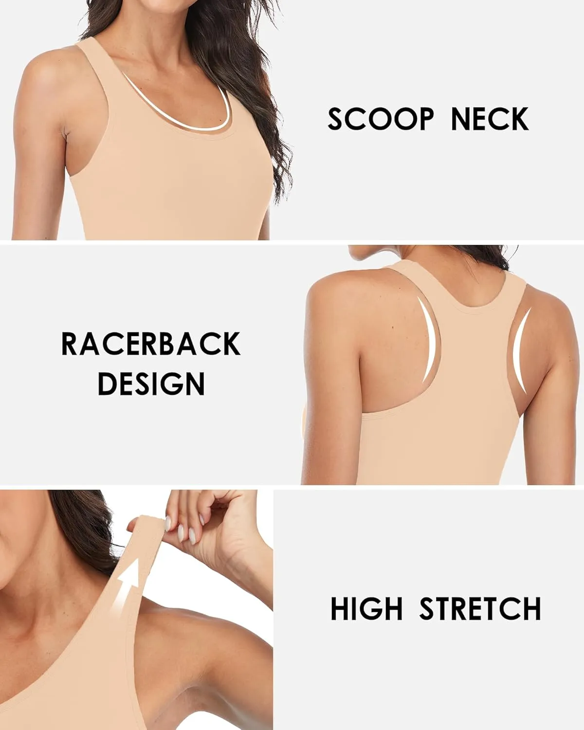 beautyin Women Tank Top with Shelf Bra Racerback Workout Yoga Tops Undershirt