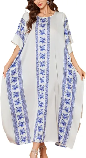 Caftan Dresses for Women Satin Plus Size Kaftan Maxi Gown Cover Up Beach Swimsuit Coverup Long House Dress