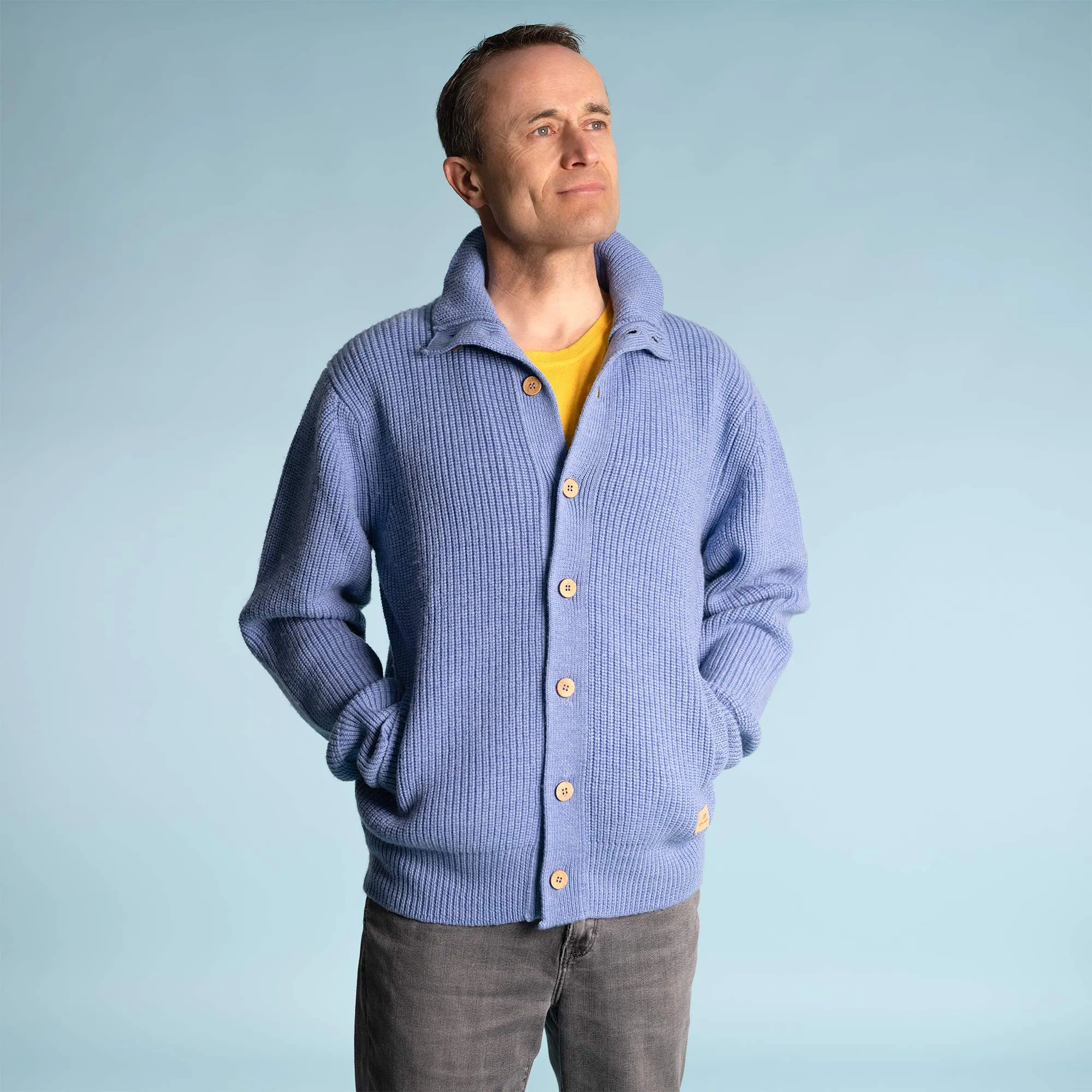 HALIFAX 100% Certified Organic Merino Wool Sweater Cardigan (Unisex) (No Elastic, No Polyester, No Acrylic, No Synthetics; OC Thread) (100% Biodegradable)