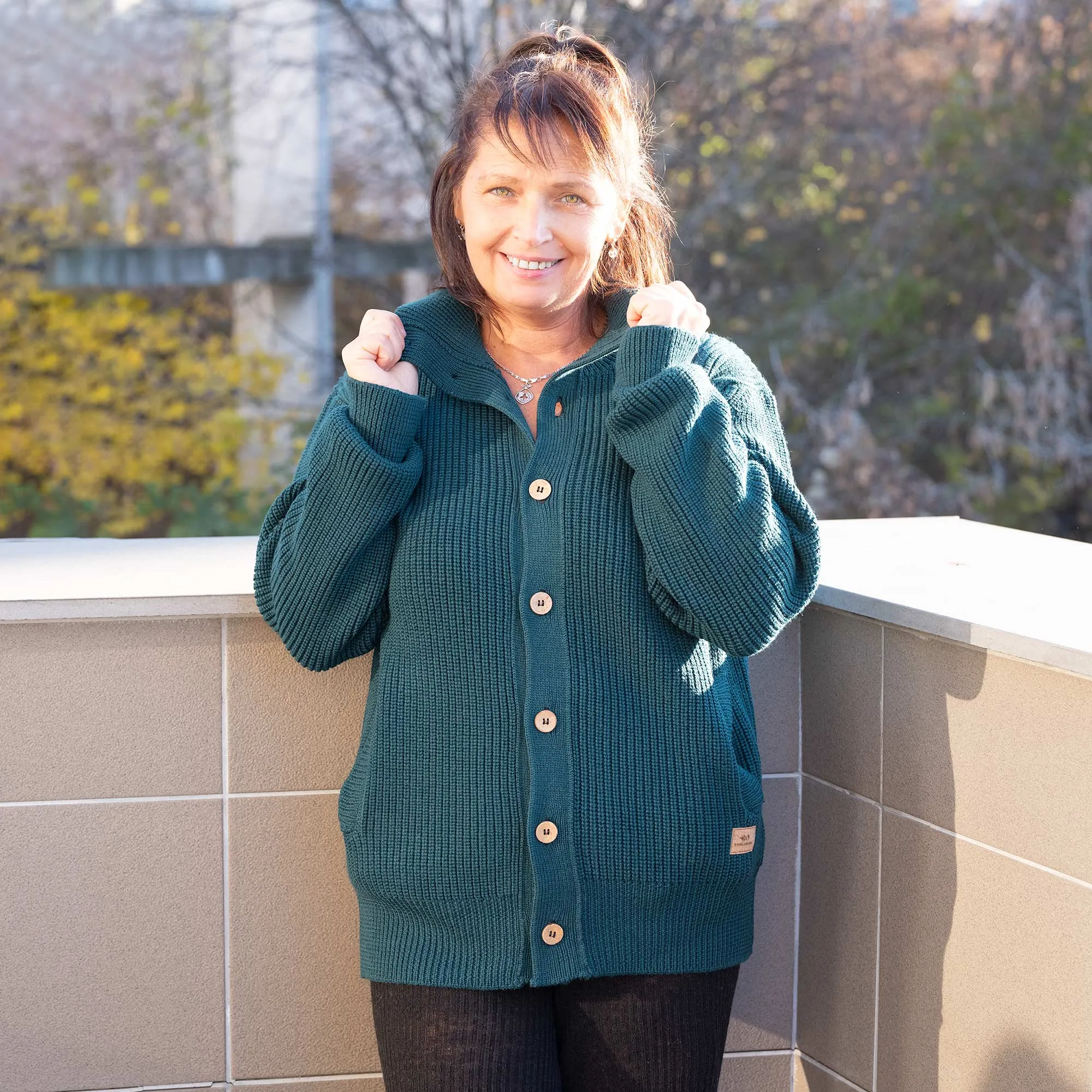HALIFAX 100% Certified Organic Merino Wool Sweater Cardigan (Unisex) (No Elastic, No Polyester, No Acrylic, No Synthetics; OC Thread) (100% Biodegradable)