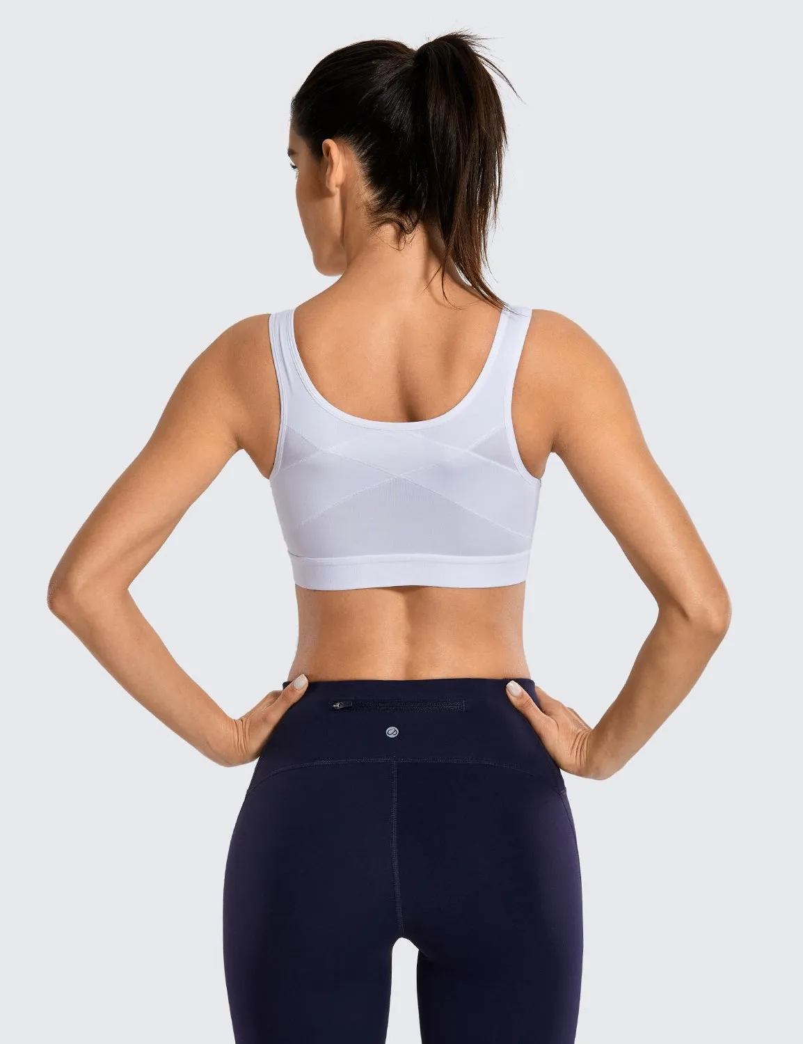 High Impact Wirefree Cross Back Support Front Zip Sports Bra