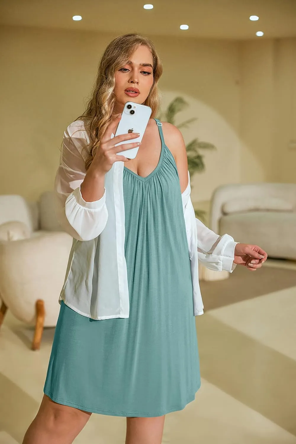 IN'VOLAND Womens Plus Size Nightgown Sleeveless Sleepwear Sleep Tank Chemise Sleepshirts Slip Night Dress (L-5XL)