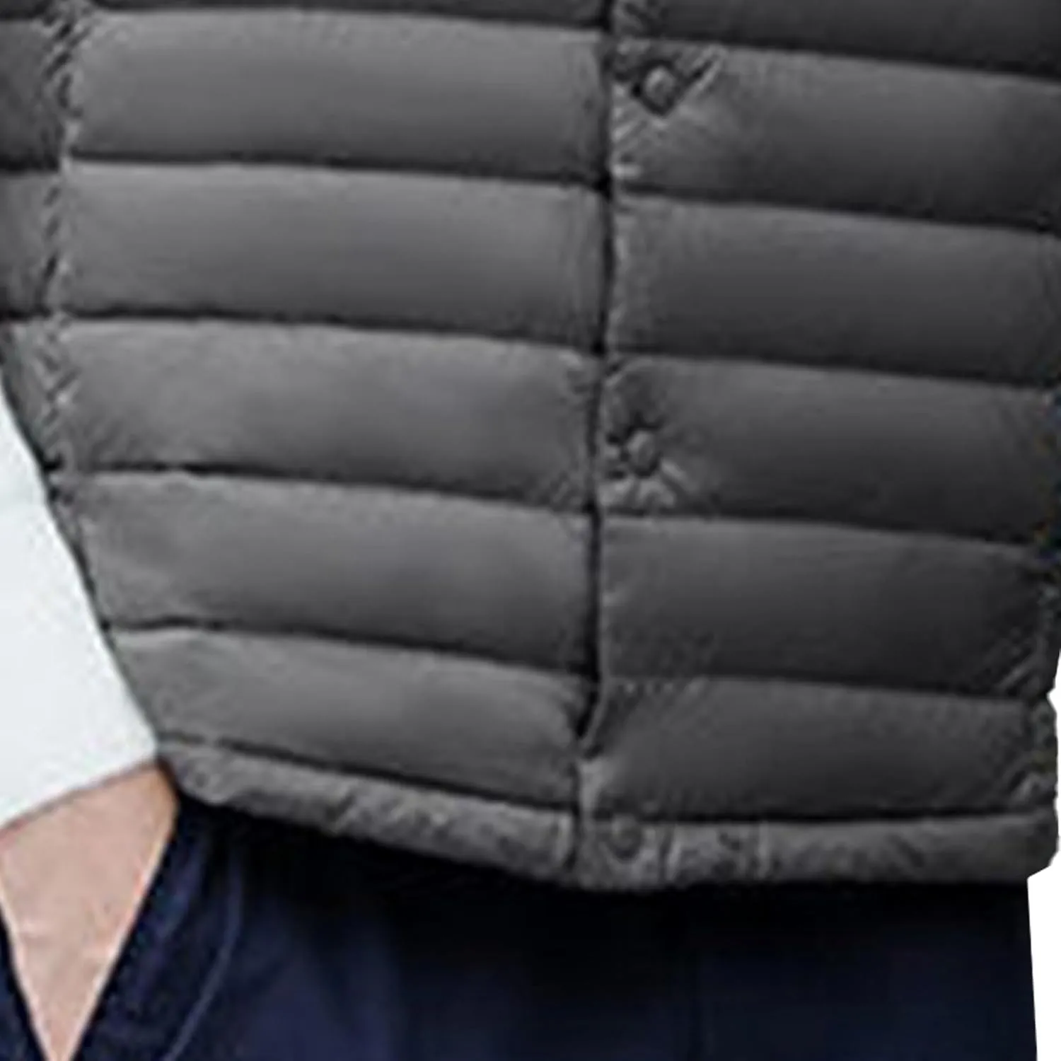 Maiyifu-GJ Men Collarless Padded Down Vest V-Neck Button Quilted Thicken Vest Coat Lightweight Winter Warm Sleeveless Jacket