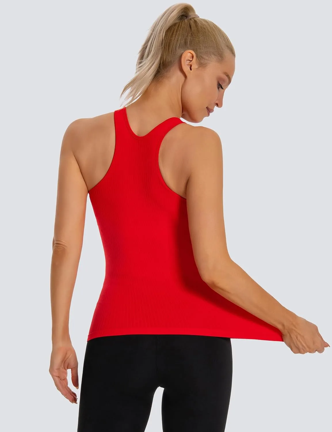 MathCat Seamless Workout Tank Top for Women with Built in Bra, Padded Racerback Athletic Yoga Camisole