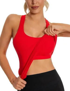 MathCat Seamless Workout Tank Top for Women with Built in Bra, Padded Racerback Athletic Yoga Camisole
