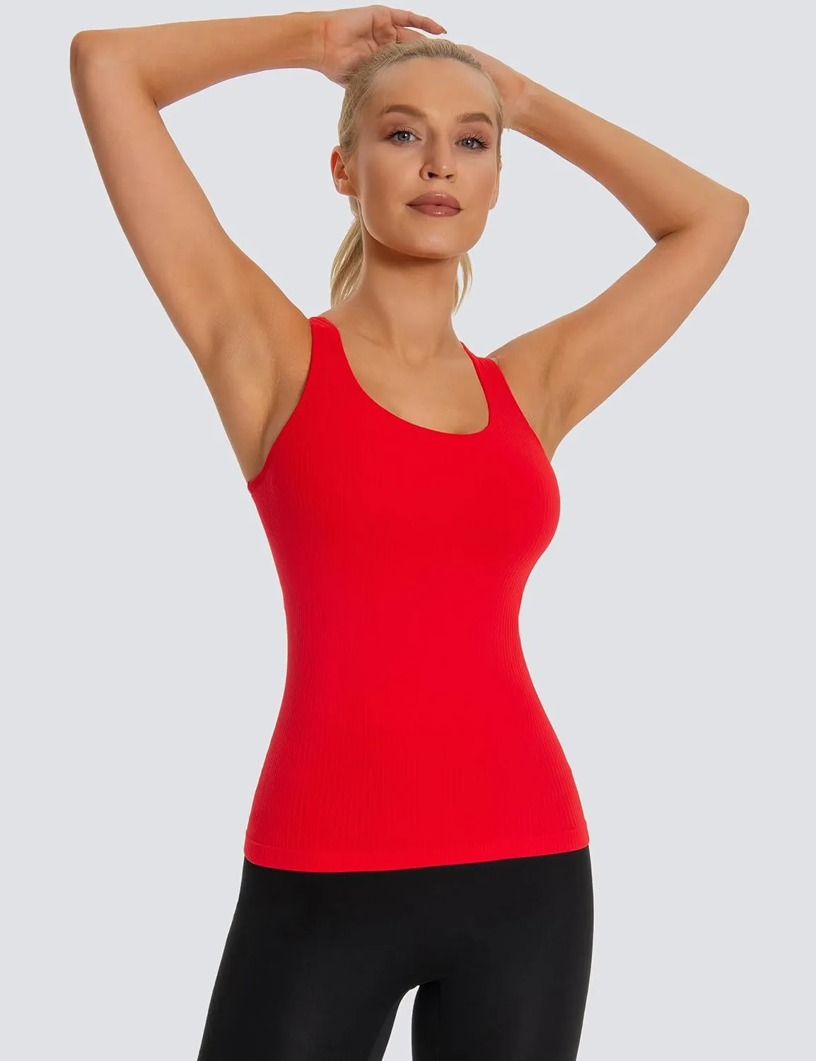 MathCat Seamless Workout Tank Top for Women with Built in Bra, Padded Racerback Athletic Yoga Camisole