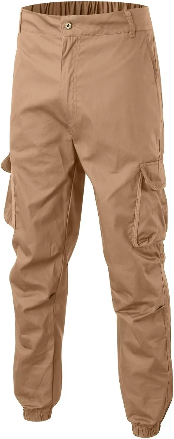 Mens Skinny Tapered Cargo Pants Slim Fit Casual Stretch Lightweight Hiking Work PantsTactical Trousers with Multi Pockets