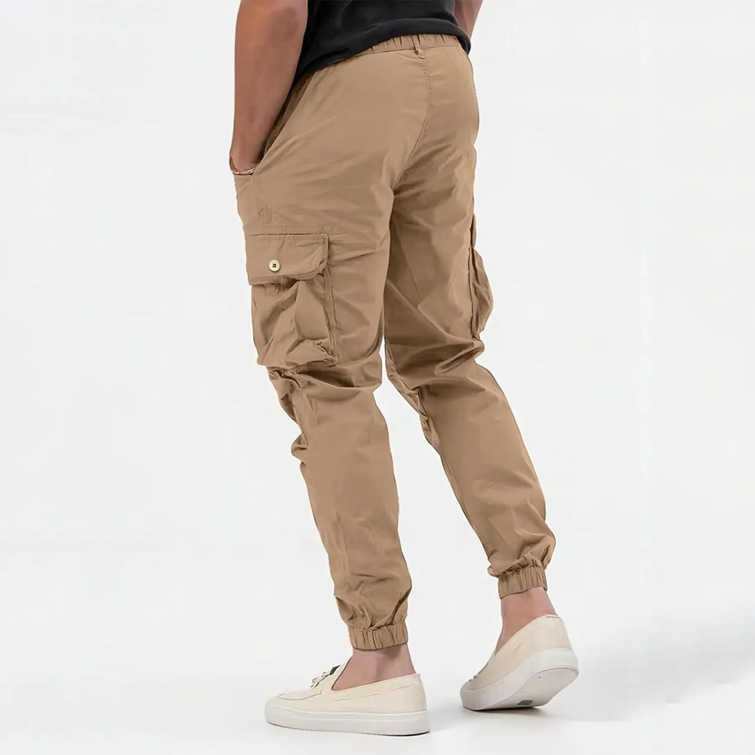 Mens Skinny Tapered Cargo Pants Slim Fit Casual Stretch Lightweight Hiking Work PantsTactical Trousers with Multi Pockets