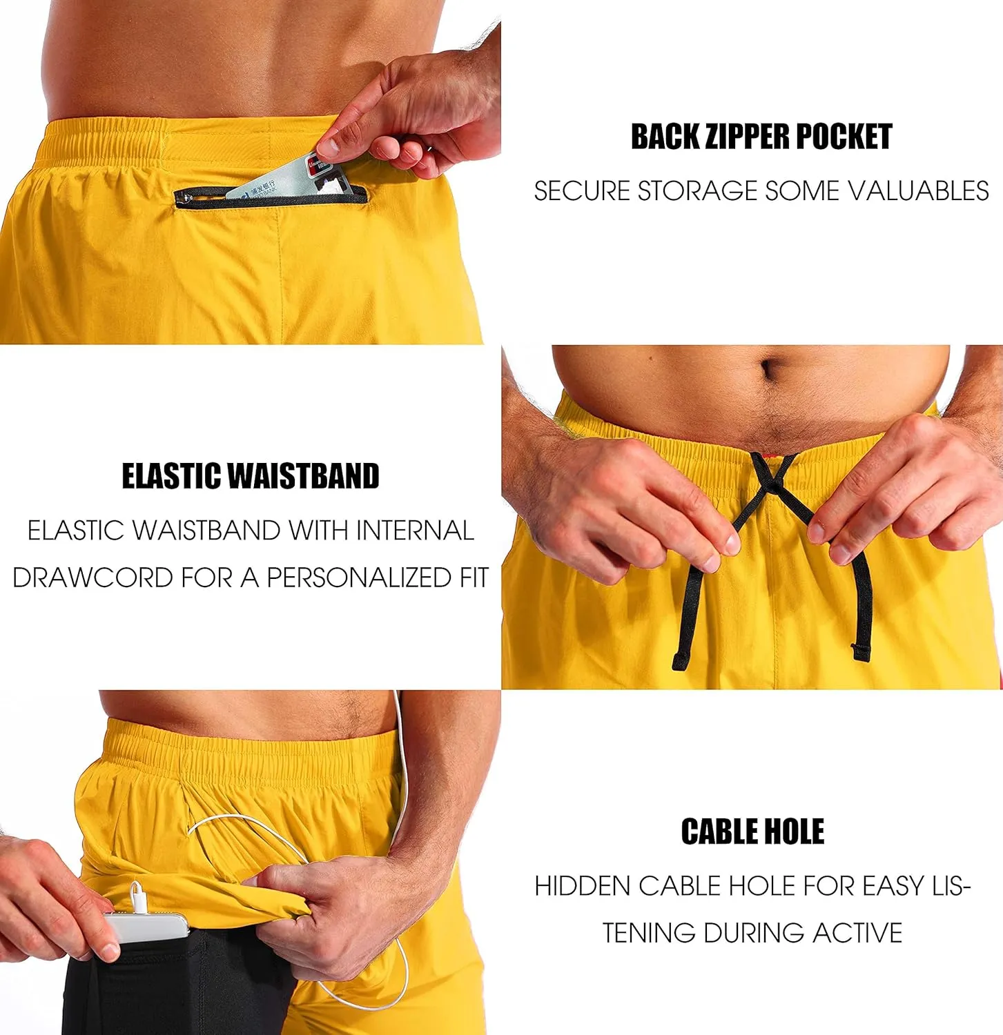 Pudolla Mens 2 in 1 Running Shorts 5"/7" Quick Dry Gym Athletic Workout Shorts for Men with Phone Pockets