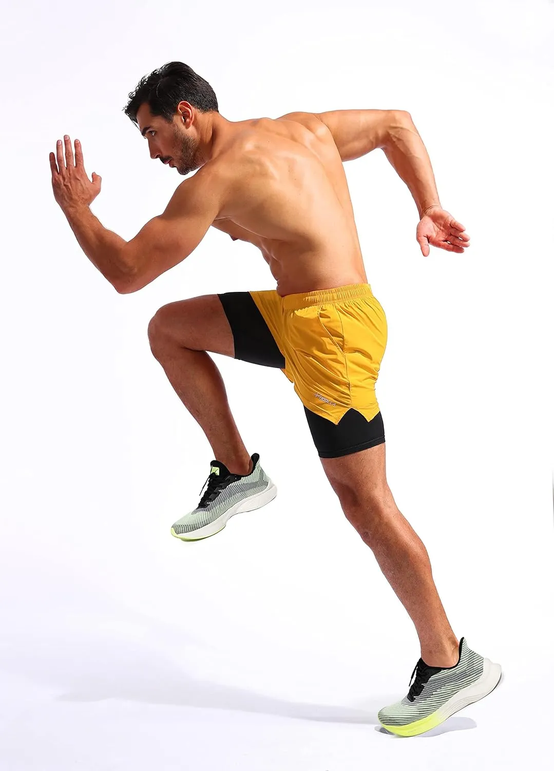 Pudolla Mens 2 in 1 Running Shorts 5"/7" Quick Dry Gym Athletic Workout Shorts for Men with Phone Pockets