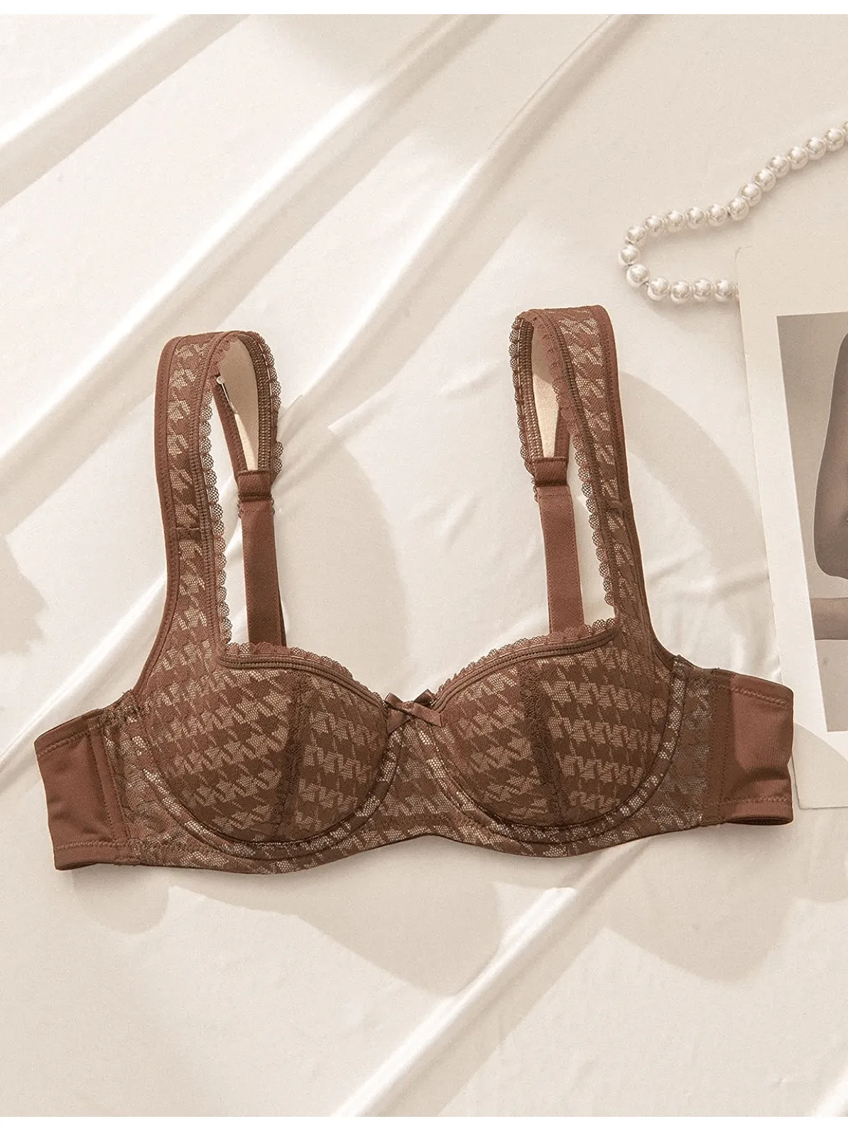 Push Up Balconette Half Cup Underwire Bra Brown