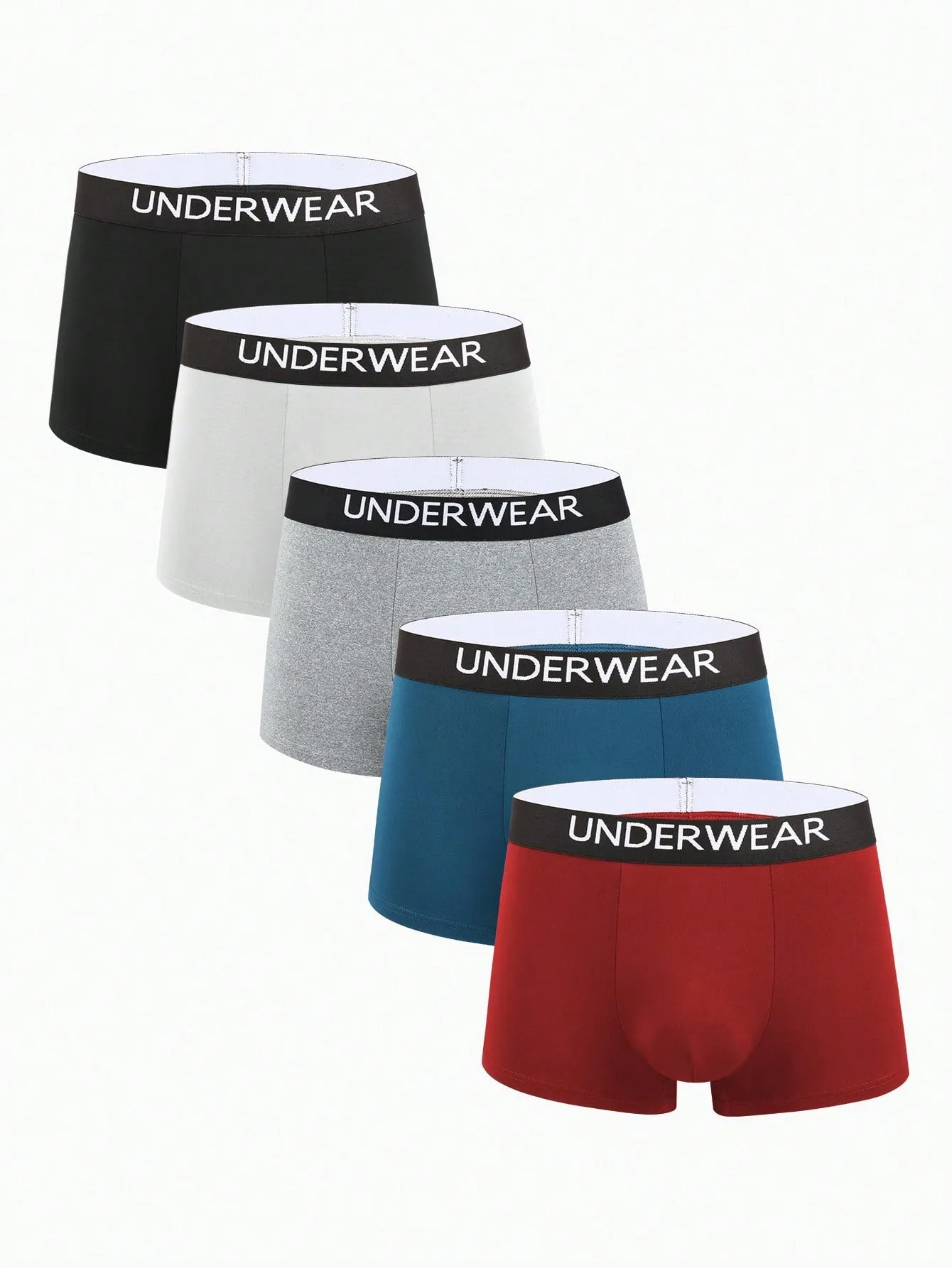 Shein Underwear&Sleepwear Basics Men 5pcs Letter Tape Waist Boxer Brief