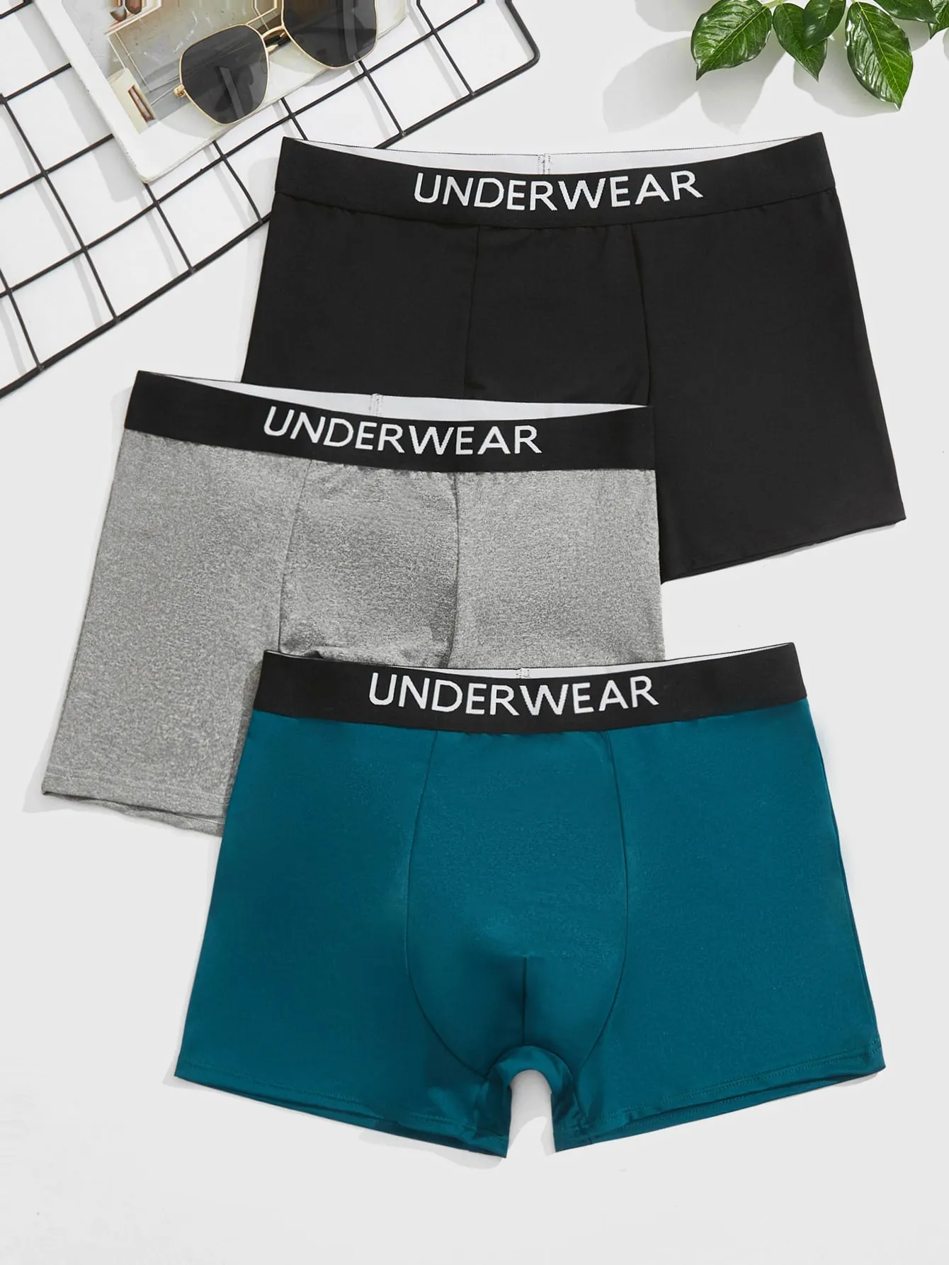 Shein Underwear&Sleepwear Basics Men 5pcs Letter Tape Waist Boxer Brief