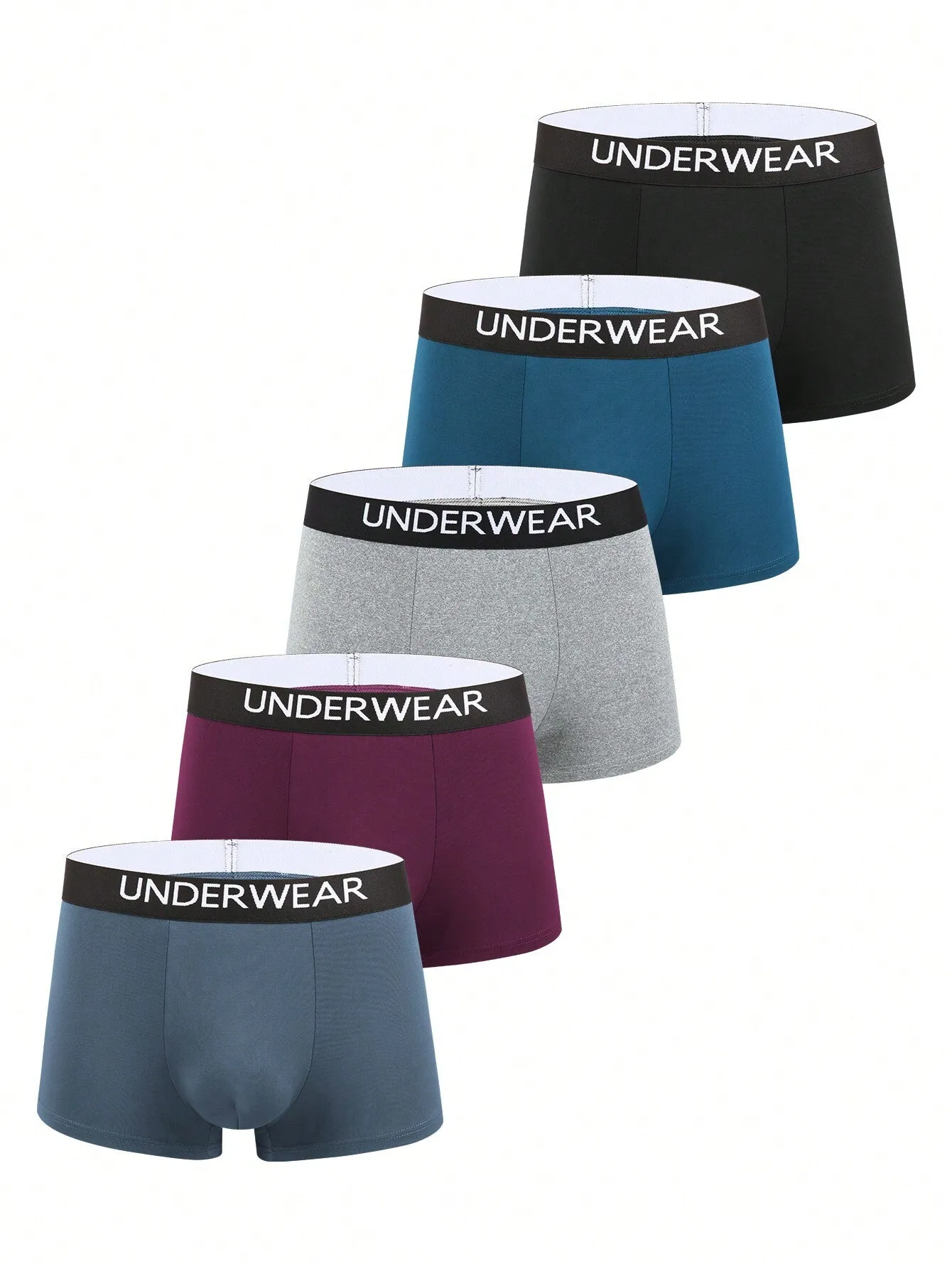Shein Underwear&Sleepwear Basics Men 5pcs Letter Tape Waist Boxer Brief