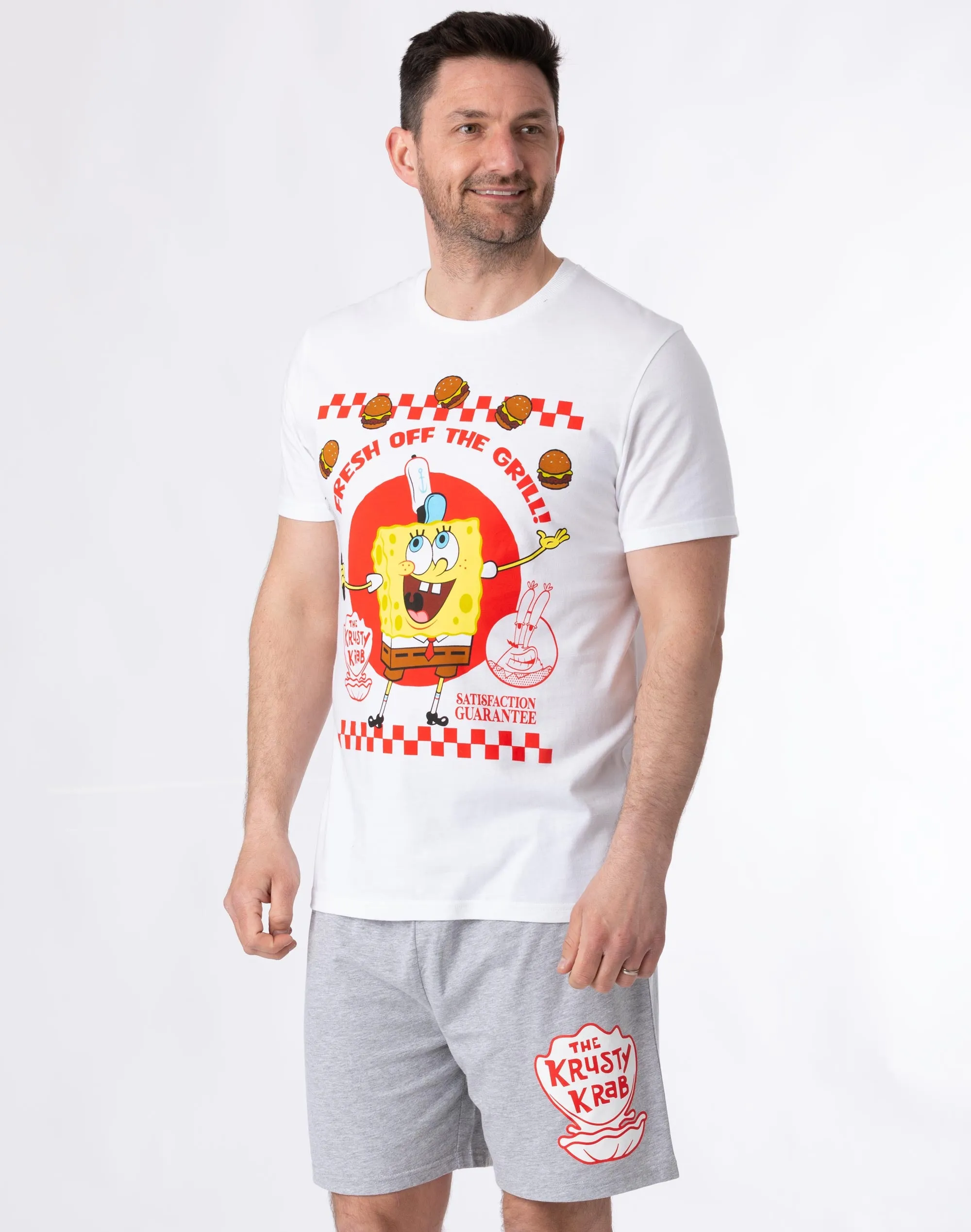 SpongeBob SquarePants Mens Krusty Krab T-Shirt And Shorts Pyjamas