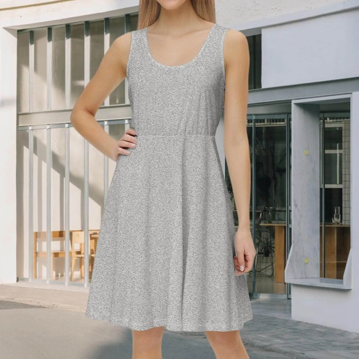 Tennis Short Dress for Women High Neck Knee Length Slim Sleeveless Tummy Control Cute Workout Summer Dresses