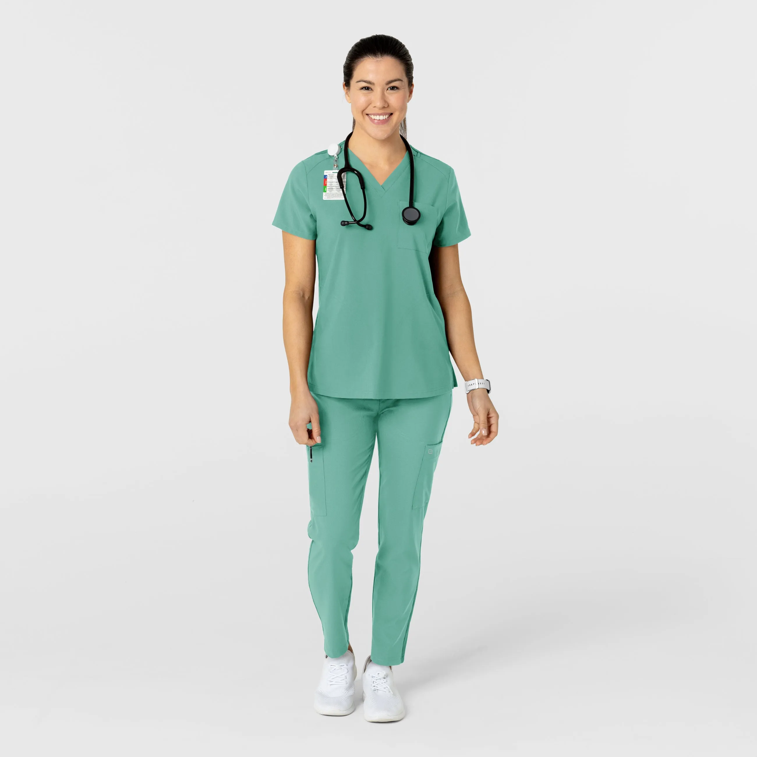 W123 Women's Flex-n-Reach Track Scrub Pant - Turquoise
