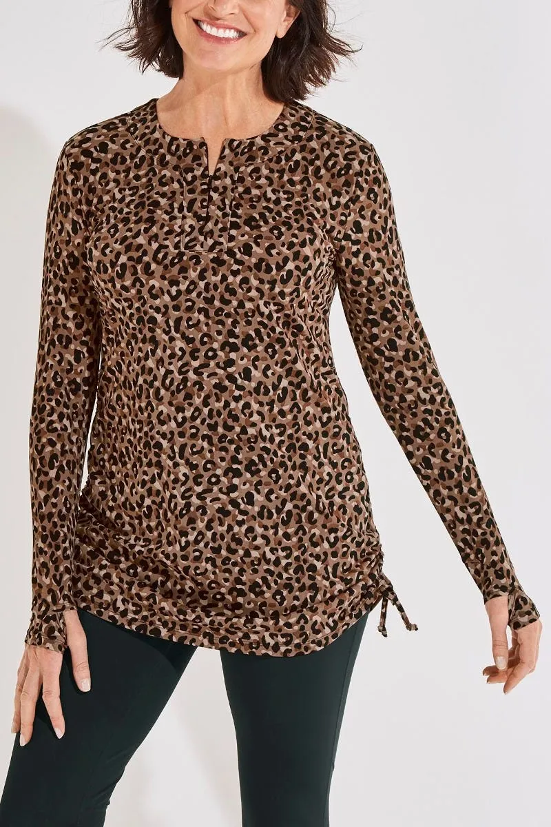 Women's Hokulani Ruche Swim Shirt  |  Brown Cheetah