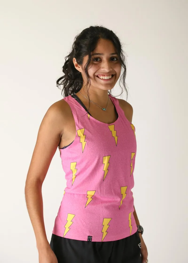 Women's Pink Bolts Performance Singlet