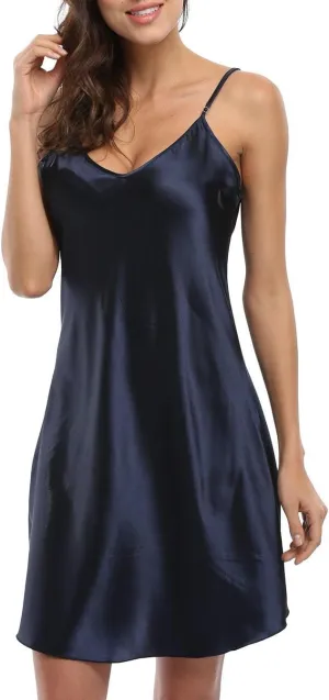Women's Plus Size Lingerie Robe Sexy Spaghetti Strap Nightgown Satin Sleepwear Chemises Full Slips Nightdress
