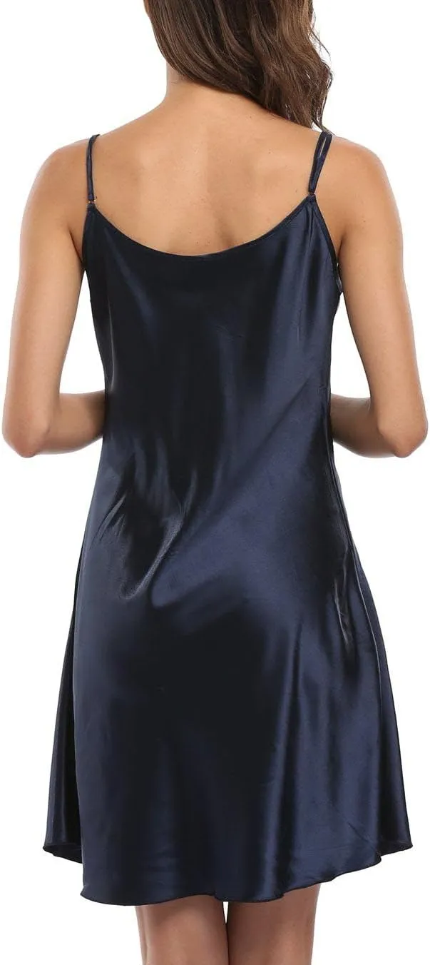 Women's Plus Size Lingerie Robe Sexy Spaghetti Strap Nightgown Satin Sleepwear Chemises Full Slips Nightdress