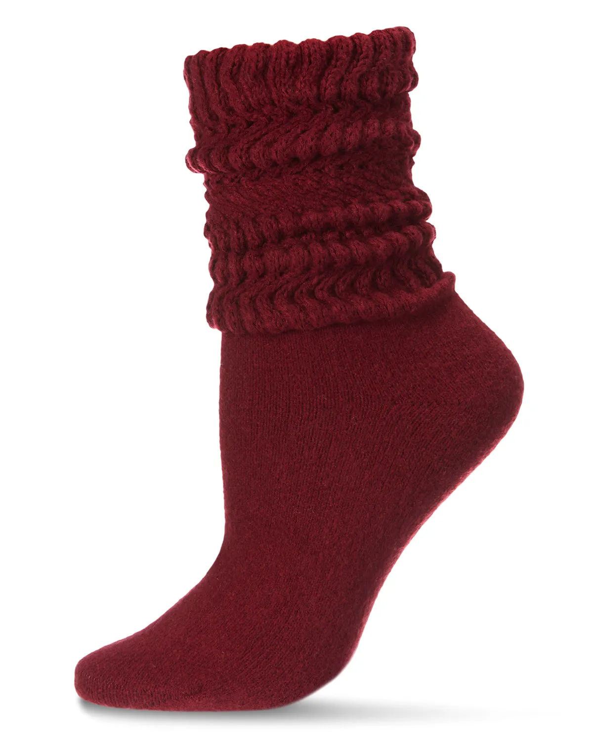 Women's Wide Ribbed Cotton Blend Slouch Crew Socks